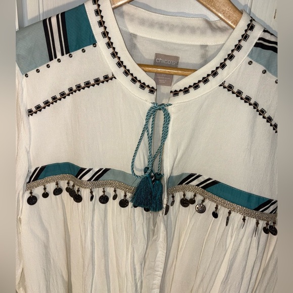 Western Bohemian Whimsical Embroidered Tie Tassel Cardigan 16 Petite - Picture 5 of 10